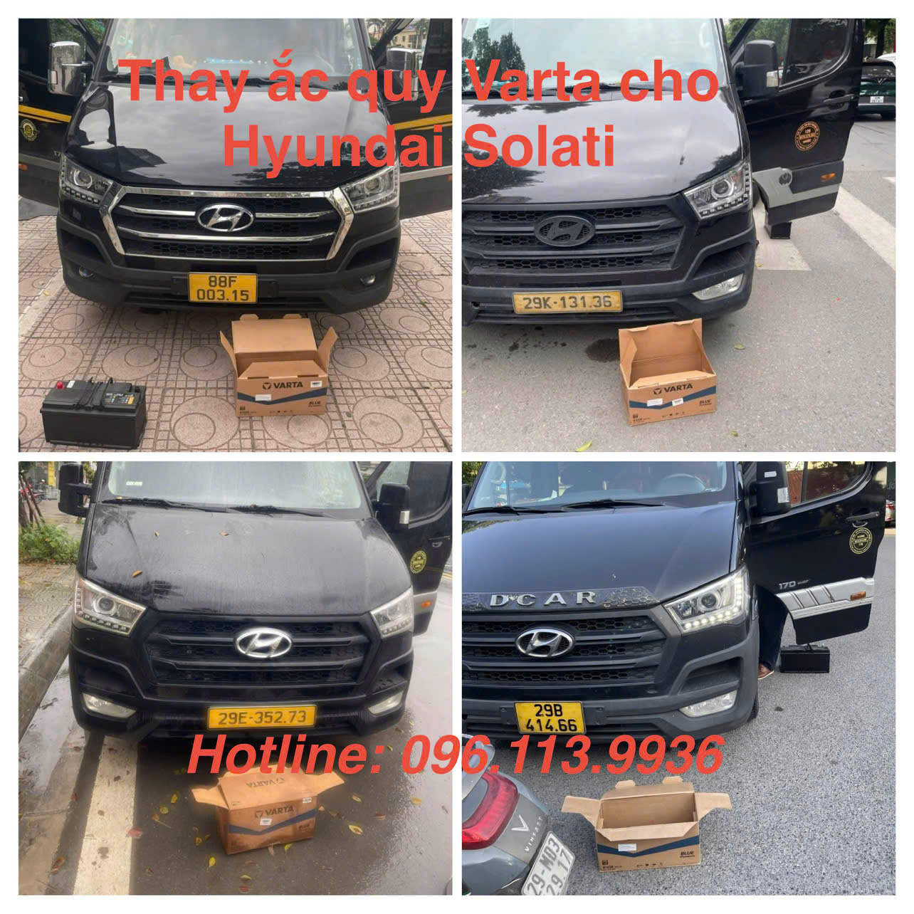 Thay ắc quy Varta thực tế cho Hyundai Solati