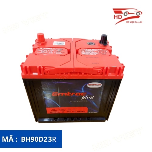 Ắc quy Emtrac Plus 90D23R 12V-65Ah cho xe Vinfast VF8 bảo hành 18tháng